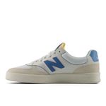 New Balance Men's 300 V3 Court Sneaker, Sea Salt/Chrome Blue/White, 14 W