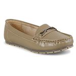 Chinelo Women's Classic Loafers Shoes, Breathable Slip-on Shoes Flat Moccasin (Paper Beige -39 Size)