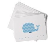 Colorful Chevron Whales Baby Thank You Note Cards - 24 Cards & Envelopes (Blue)