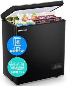 DEMULLER Chest Freezer 5.0 CU.FT Ultra-low Temperature Deep Freezers (Down to -12 ℉) with TWO Removable Baskets Freestanding Black Small Mini Compact Fridge Freezer for Home Kitchen Office