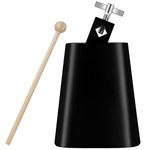 Eastrock 5 inch Metal Steel Cow Bells Noise Makers Hand Percussion Cowbell with Stick for Drum Set