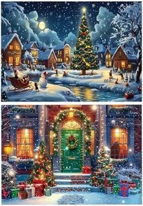 KiKiHong Pack of 2 Diamond Painting Christmas Adults DIY 5D Christmas Diamond Painting Christmas Decoration Diamond Painting Diamond Art Kits Home Wall Decor 30 x 40 cm