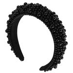 Beaupretty Wide Pearl Headband Padded Headband Fashion Headbands Sponge Hairband Bridal Hair Hoop Wide Headpiece Black