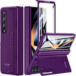 spoovcto for Samsung Galaxy Z-Fold-4 Case: [Hidden Kickstand] [Wireless charging], Hinge Protection Slim Case, Screen Protector Phone Stand Cover for Samsung Galaxy Z Fold 4 5G Purple