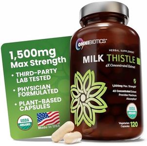 OmniBiotics Organic Milk Thistle Supplement 1500mg – 4X Concentrated Extract with Silymarin – High Potency Liver Detox & Support – 120 Vegan Capsules