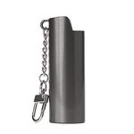 HW Bison Metal Lighter Case Sleeve Key Chain Cover Holder Accessory for BIC Full Size J6 Lighter (Charcoal)