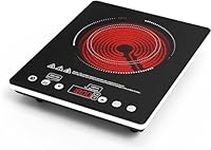 Electric Ceramic Cooktop,1800W Portable Electric Cooktop with Child Safety Lock,Timer Functional Single Burner Electric Cooktop Compatible for All Cookware