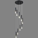 LIANGMH 9-Light Modern Pendant Light Fixture Dimmable LED 54W Black Staircase Large Chandelier Lobby Living Room Bedroom Foyer High Ceiling Chandelier