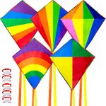 Ynanimery 5P Rainbow Kites for Kids and Adults, Easy to Assemble and Fly for 3 4 5 6 7 8-12 Years Old Girls Boys Adults, Suitable for Beach Outdoor Play and Beginners