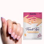 Sanfe Instant Press On Nails - Violet Chrome | 24 Reusable Artificial Fake Nail Set/Extensions | Quick, Lightweight, Salon Look, Lasts upto 3 weeks | For Festivals & Special Occasions (Pink French, Standard)