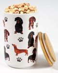 Greenline Goods Premium Dog Treat Ceramic Canister Set – Dachshund Airtight Canister for Fresh Treats, Ceramic Jar & Containers with Lids, Farmhouse Canisters, Ideal Kitchen Canisters for Countertop