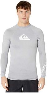 Quiksilver mens All Time Long Sleeve Rashguard Upf 50 Sun Protection Surf Rash Guard Shirt, Sleet Heather, Large US