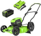 Greenworks 40V 19" Brushless Lawn Mower (High Wheel), 5.0Ah Battery