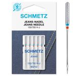 SCHMETZ Sewing Machine Needles, 5 Jeans Needles, 130/705 H-J, Needle Size: 80/12, can be Used on All Common Household Sewing Machines, Suitable for Processing Jeans and Similar Fabrics