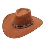 liaddkv Adult Casual Solid Summer Western Fashion Cowboy Sun Hat Wide Brim Travel Sun Cap Cowboy Studio Tripod, brown, One Size