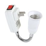 Electop E27 Socket Adapter with On/Off Switch to US Plug,Flexible Extension Lamp Bulb Holder Converter