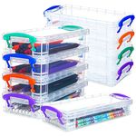 Sabary 36 Pcs Large Capacity Plastic Pencil Box Stackable Clear Pencil Box with Snap Tight Lid Marker Organizer Art Supply Storage Organizer Clear Pencil Case for Brush Painting Pencils Watercolor Pen