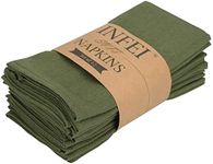 INFEI Solid Color Cotton Linen Blended Thin Dinner Napkins - Pack of 12 (40 x 40 cm) - for Events & Home Use (Army Green)