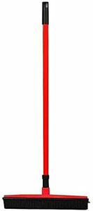 Rubber Broom for Pet Dog Cat Hair Sweeper Squeegee Windows Car Long Handle (Red)