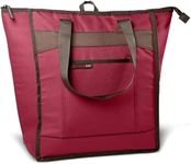 Rachael Ray Chillout Cooler Bag, Soft Sided Zippered Cooler Tote, Insulated and Leak Proof Grocery Bag, Portable Travel Cooler, Hot or Cold Carrier, Burgundy