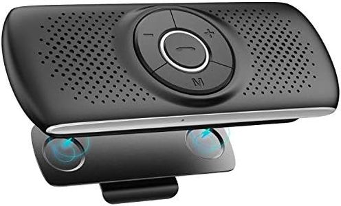 AGPTEK Vivavoce Auto Bluetooth 5.0 con Siri Assistente Comandi Vocali di Google Altoparlante Kit e Scheda TF Supporto per Aletta Parasole Connessione Automatica, Nero