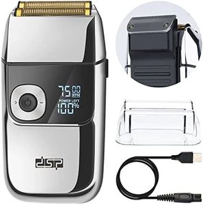 DSP® Electric Razor for Men Bald Shavers for Men 2 in 1 Double Shaver for Men with 2 Foil Head Rechargeable Barber Shaver with Precision Trimmer 3-Speed Shaver with LED Digital Display (Silver)