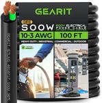 GearIT 10/3 10 AWG Portable Power Cable (100 Feet - 3 Conductor) SOOW 600V 10 Gauge Electric Wire for Motor Leads, Portable Lights, Battery Chargers, Stage Lights and Machinery -100ft Electrical Cord