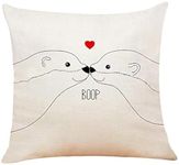 XUWELL Cute Otter I Love You Cotton Linen Throw Pillow Cover, Valentines Day, Cushion Cover for Sofa Bed Home Decor 18 x 18 Inch