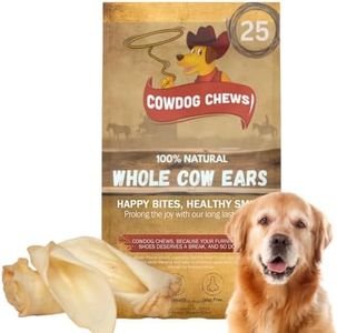 Cowdog Chews Premium Cow Ears for Dogs (25 Pack) – 100% Natural, Safe & Digestible, Collagen Rich, Long Lasting Chews for Healthy Teeth