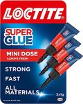 Loctite Universal, Strong Super Glue All Purpose Adhesive for Repairs, Clear Glue for Various Materials, Easy to Use Instant Super Glue, Convenient Travel Size 3 x 1g