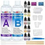 FansArriche Epoxy Resin - 18.5 Ounce Crystal Clear Resin Kit, Non-Toxic Casting Resin with Epoxy Resin Color, Glitter, Wood Rods, Gloves, Measuring Cup, For for Art, Crafts & Jewelry Making