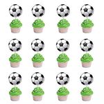 Flunyina Soccer Paper Cupcake Toppers 48 Pcs Soccer Ball Cupcake Toppers Sports Game Theme Football Cupcake Topper Picks for Teens Boys Men Adult Birthday Party Cake Decorations Supplies