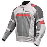 Allextreme BAZOOKA Bike Riding Jacket Mesh Fabric Racer Motorcycle with Back Elbows Shoulders Protection and All Season Night Visibility Sticker for Men (L, Grey/Red)