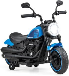 Costzon Toddler Motorcycle, 6V Battery Powered Electric Motorcycle with Detachable Training Wheels, Soft Start, Headlights & Music, Kids Motorcycle Ride on Toy for Toddlers Boys 18+ Months (Blue)