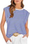 Cute Top for Women Summer Tops 2024 Casual Womens Tank Top Fall Fashion Trendy 2024 Blue Striped XL