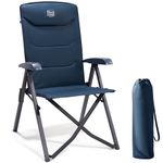 TIMBER RIDGE Camping Chairs for Adults Adjustable 4-Position Outdoor Chair Heavy Duty, High Back Oversized Folding Recliner Garden Chair Luxury for Dining Beach Picnic, Support 150kg, Blue