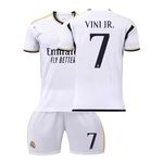 Kids Soccer Jersey #7 Boys Jersey Kit Football Suit Soccer Jersey Shorts Set for Sports Fan(White-20)