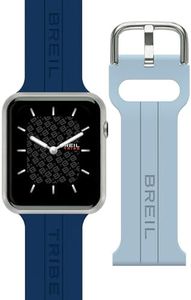 Breil EW0670 Smartwatch SBT-X, con Doppio Cinturino Intercambiabile in Silicone Blu e Azzurro con Pattern Breil Tribe, Cassa Nera, Connettività Bluetooth, Chiusura ad Ardiglione