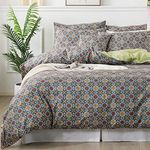 FADFAY Twin XL Duvet Cover Set Vintage Boho Bedding 100% Cotton Blue Green Reversible Comforter Cover Exotic College Dorm Room Bedding Soft Luxury Traditional Mandala Printed 3Pcs, Twin Extra Long