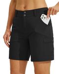 Willit Women's Golf Hiking Shorts Cargo Quick Dry Athletic Shorts Casual Summer Shorts with Pockets 7" Black 12