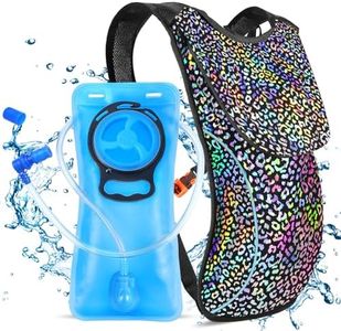 Hydration Pack with 2L Hydration Bladder Lightweight Festival Water Backpack-Rave Hydration Backpack for Hiking, Running, Biking, Festival Gear (Dazzling-Black)