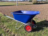 200L WHEELBARROW Stable Garden Twin Wheel Barrow Large 200 Litre Blue Big