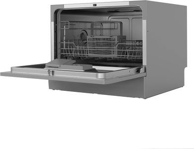 Russell Hobbs Compact Freestanding Dishwasher, 6 Place, Eco Mode, Silver