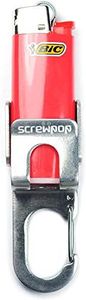 Screwpop Bic Standard Full-Size Lighter Holder Keychain Multi Tool with Carabiner Clip and Bottle Opener Stainless Steel Construction (Lighter Not Included)