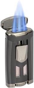 Xikar HP3 Triple Jet Flame Butane Torch Lighter, Silver | Wind Resistant, Refillable Fuel Tank with EZ-View Window, Adjustable Flame, Easy Push Ignition, Flip-Top Lid, High Altitude Tested