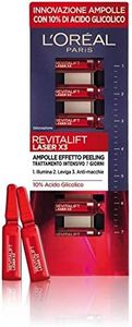 L'Oréal Paris Ampollas Revitalift Laser X3, enriquecidas con ácido glicólico puro concentrado al 10%, efecto piel nueva, 7 ampollas de 1 ml.