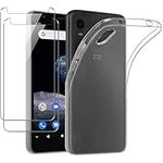 GEJEFA Clear Case for ZTE Blade A3 Plus/Blade A3L/Blade A3 Lite with Tempered Glass Screen Protector, Slim Clear TPU Bumper Case Shock-Absorption Anti-Scratch Cover