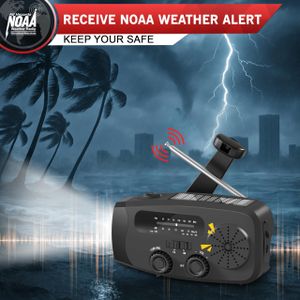 Wind Up Emergency Radio, 2000mAh Hand Crank AM/FM, Flashlight & SOS – Black