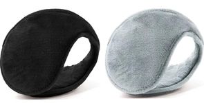 DENIMHOLIC Ear muffs for women, Ear muffs for men, Ear cover for winter, Ear Muffs/Ear Warmers (Pack of 2 : Black + Grey)