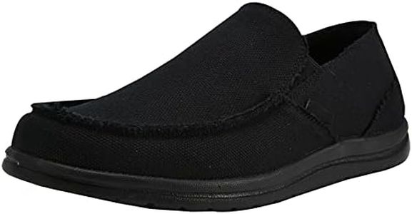 Canven Mens Canvas Shoes Slip On Loafers Deck Shoes Walking Lightweight Causal Slip-ons, Black, 8